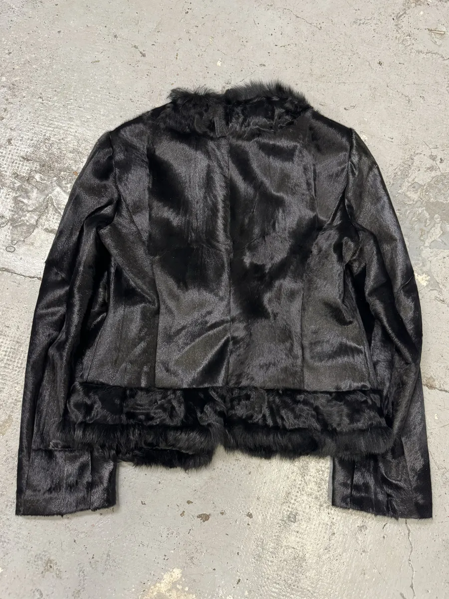 FW2010 Armani Collezioni Black Fur & Pony Hair Leather Jacket - Image 2