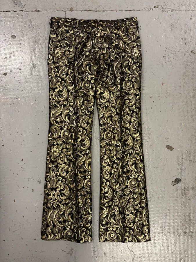 FW2010 Balmain Black Jacquard Metallic Floral Pants - Image 7