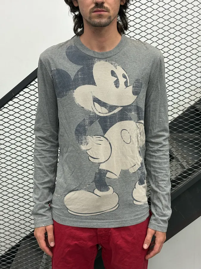 FW2010 Dolce & Gabbana Grey Mickey Mouse Longsleeve T-Shirt - Image 3