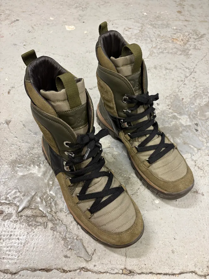 FW2010 Dolce & Gabbana Olive Moutain Beige High Shoes - Image 5