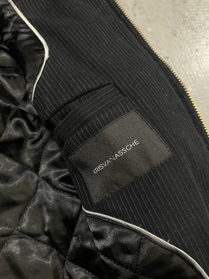 FW2010 Kris Van Assche Black Stripped Bomber Jacket - Image 10