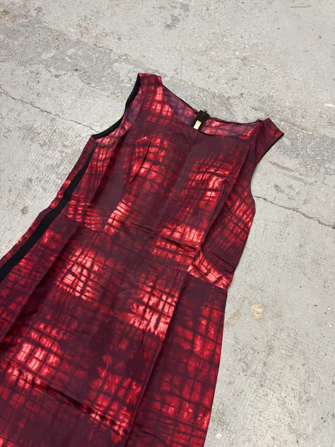 FW2010 Prada Red Silk Tartan Dress - Image 3