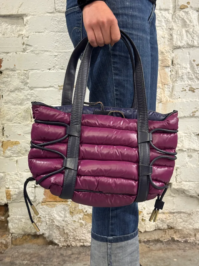 2010s Moncler Puffer Purple Handle Bag - Image 2