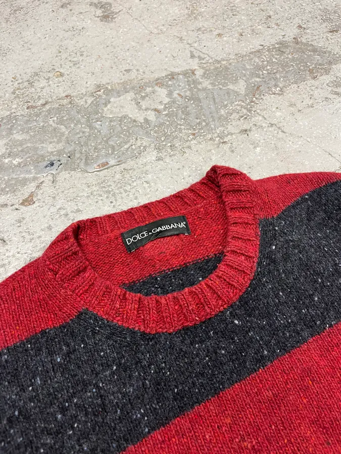 FW2011 Dolce & Gabbana Red & Grey Stripes Wool Sweater - Image 5
