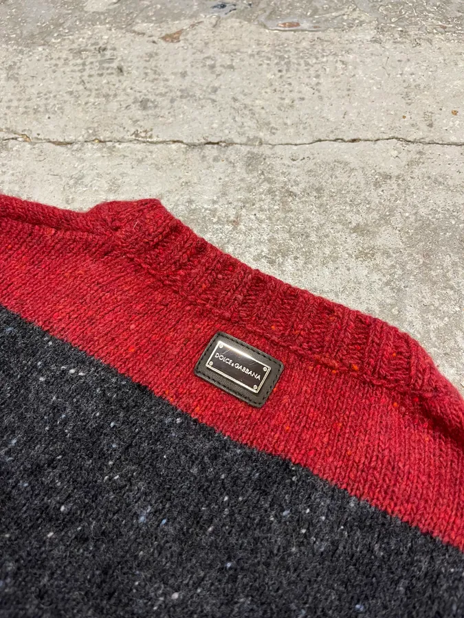 FW2011 Dolce & Gabbana Red & Grey Stripes Wool Sweater - Image 8