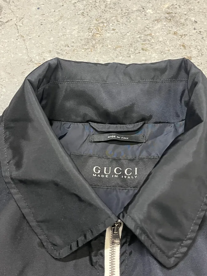 FW2011 Gucci Navy Nylon Web Stripe Bomber Jacket - Image 5