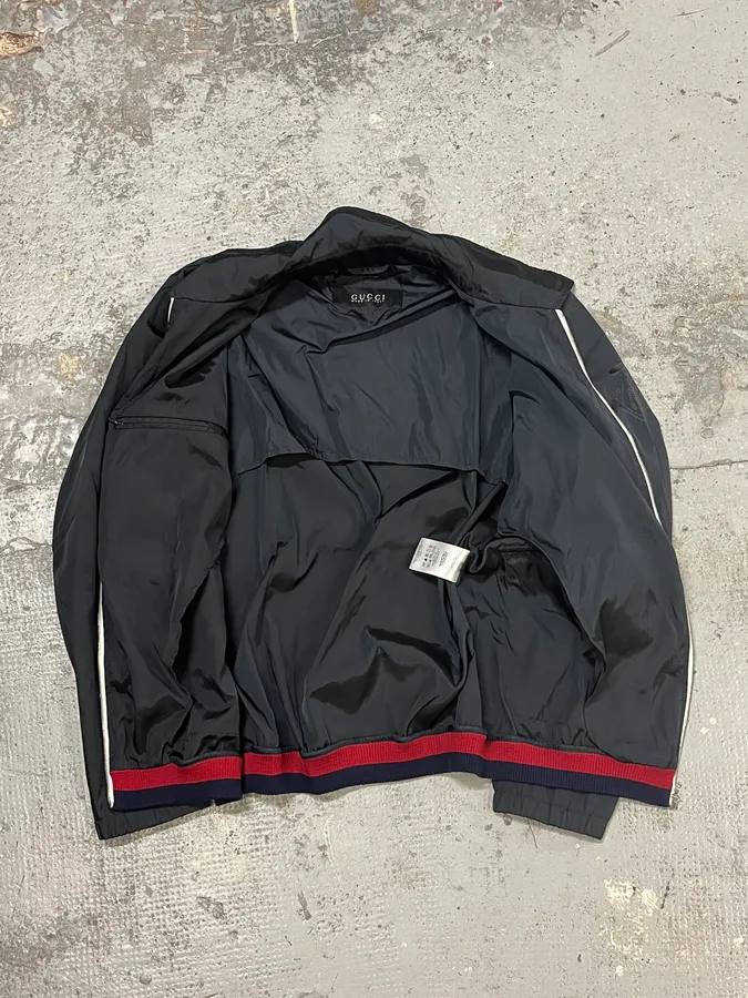 FW2011 Gucci Navy Nylon Web Stripe Bomber Jacket - Image 8