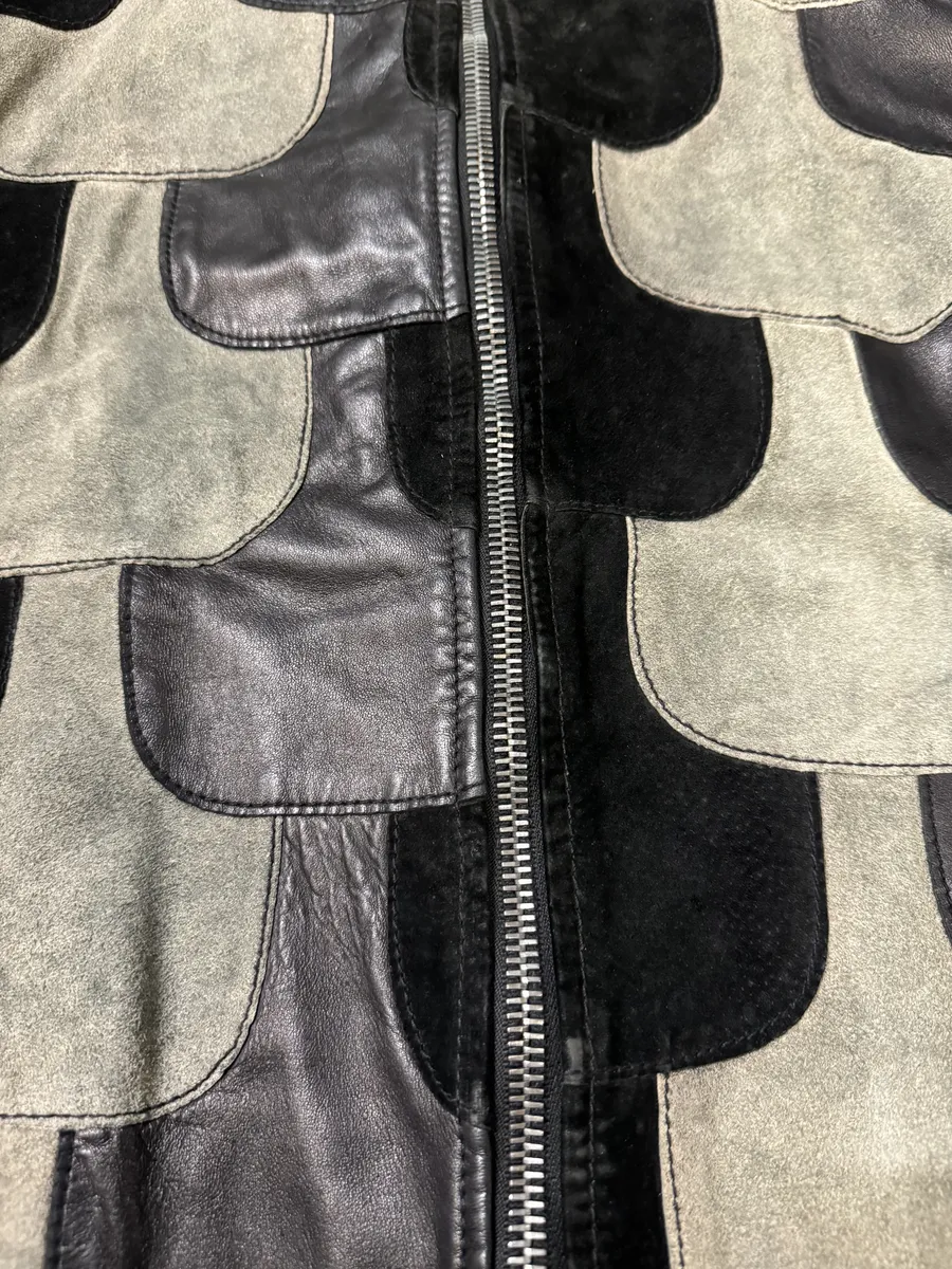 FW2011 John Richmond Contemporary Patchwork Hybrid Suede Leather Biker Jacket - Image 7