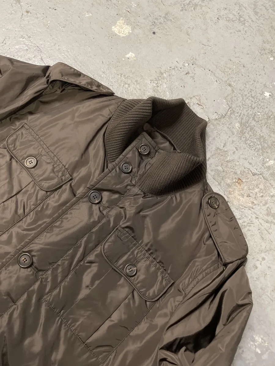 FW2011 Prada Brown Buttoned Tactical Nylon Bomber Jacket - Image 11