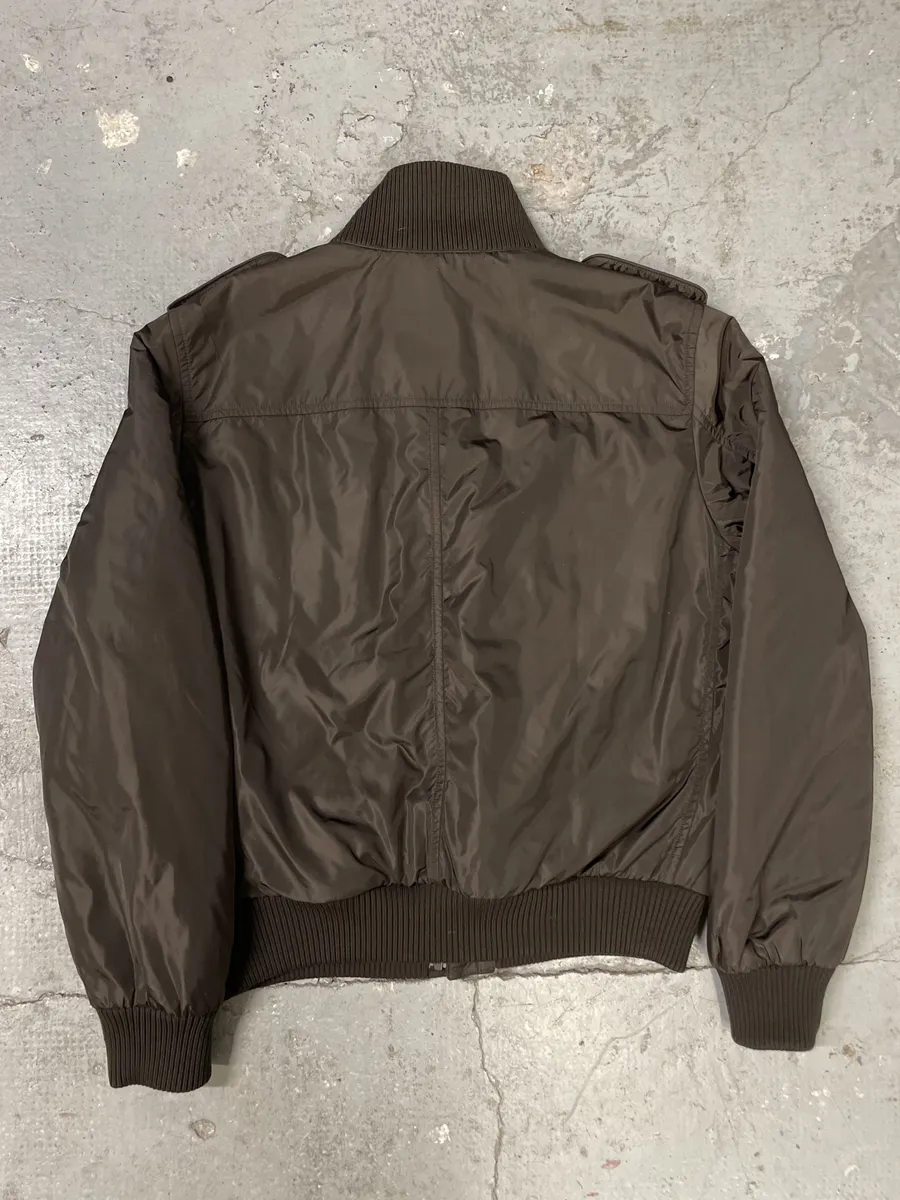 FW2011 Prada Brown Buttoned Tactical Nylon Bomber Jacket - Image 2