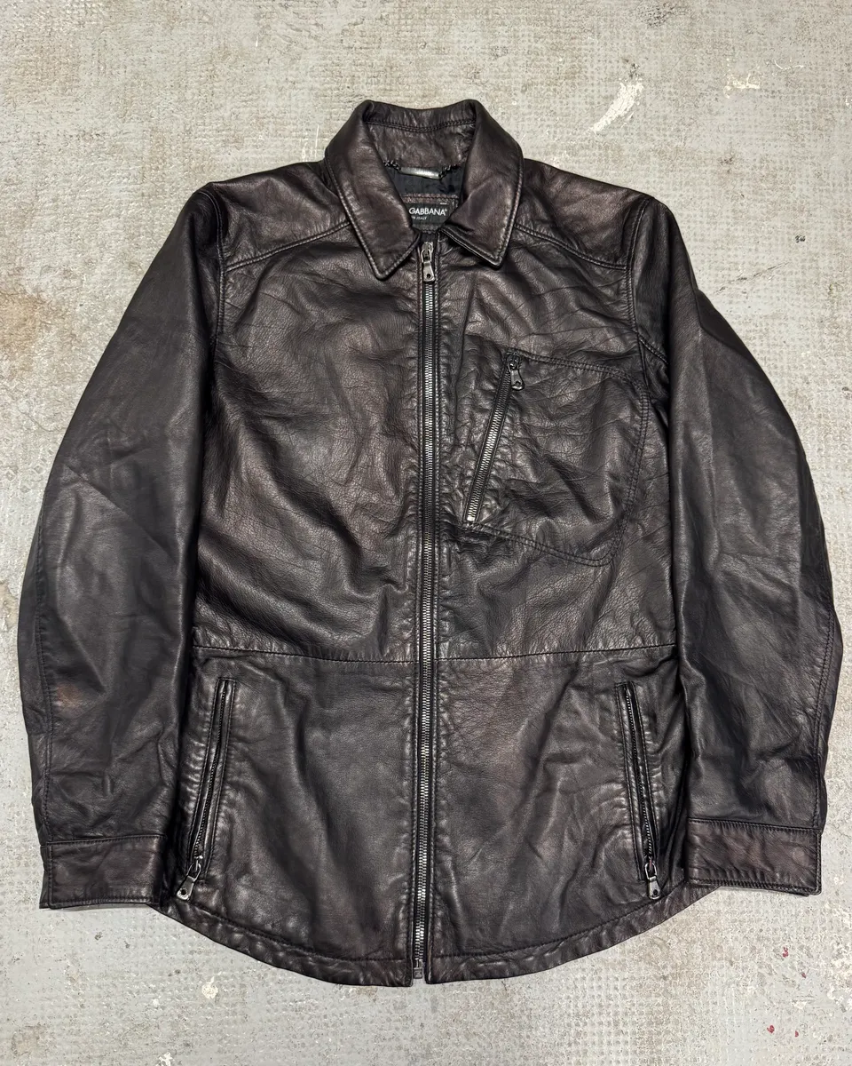 FW2012 Dolce & Gabbana Black Lamb Leather Jacket