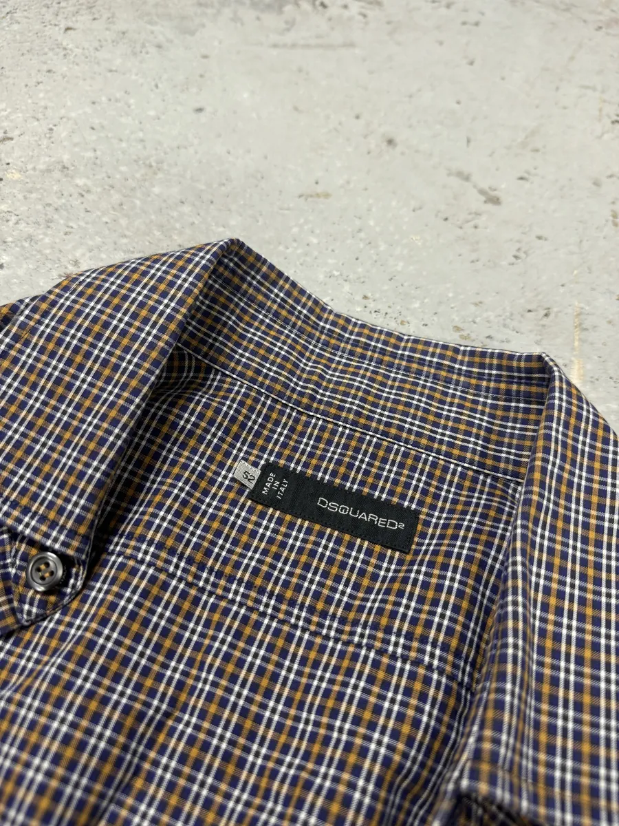 FW2012 Dsquared2 Checkered Blue & Yellow Minimalist Shirt - Image 10