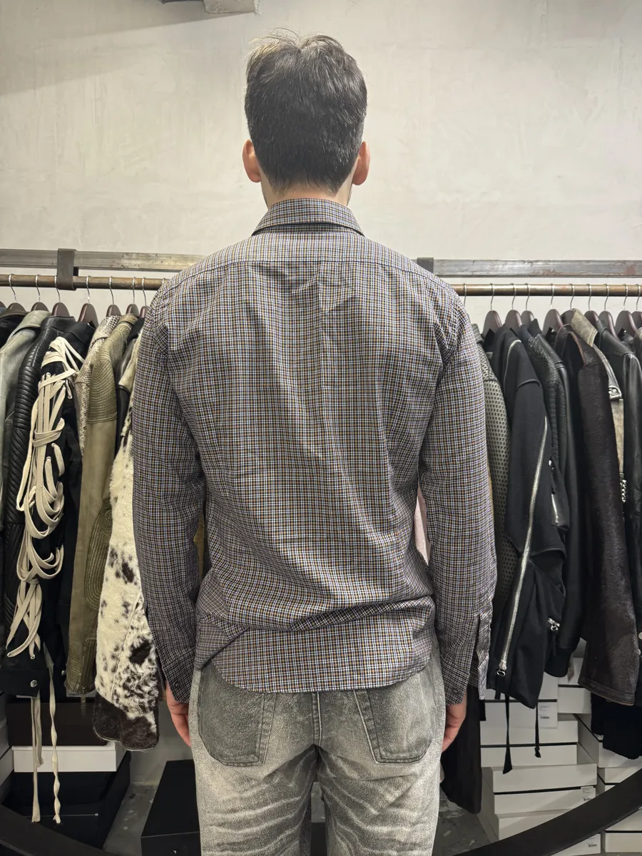 FW2012 Dsquared2 Checkered Blue & Yellow Minimalist Shirt - Image 3