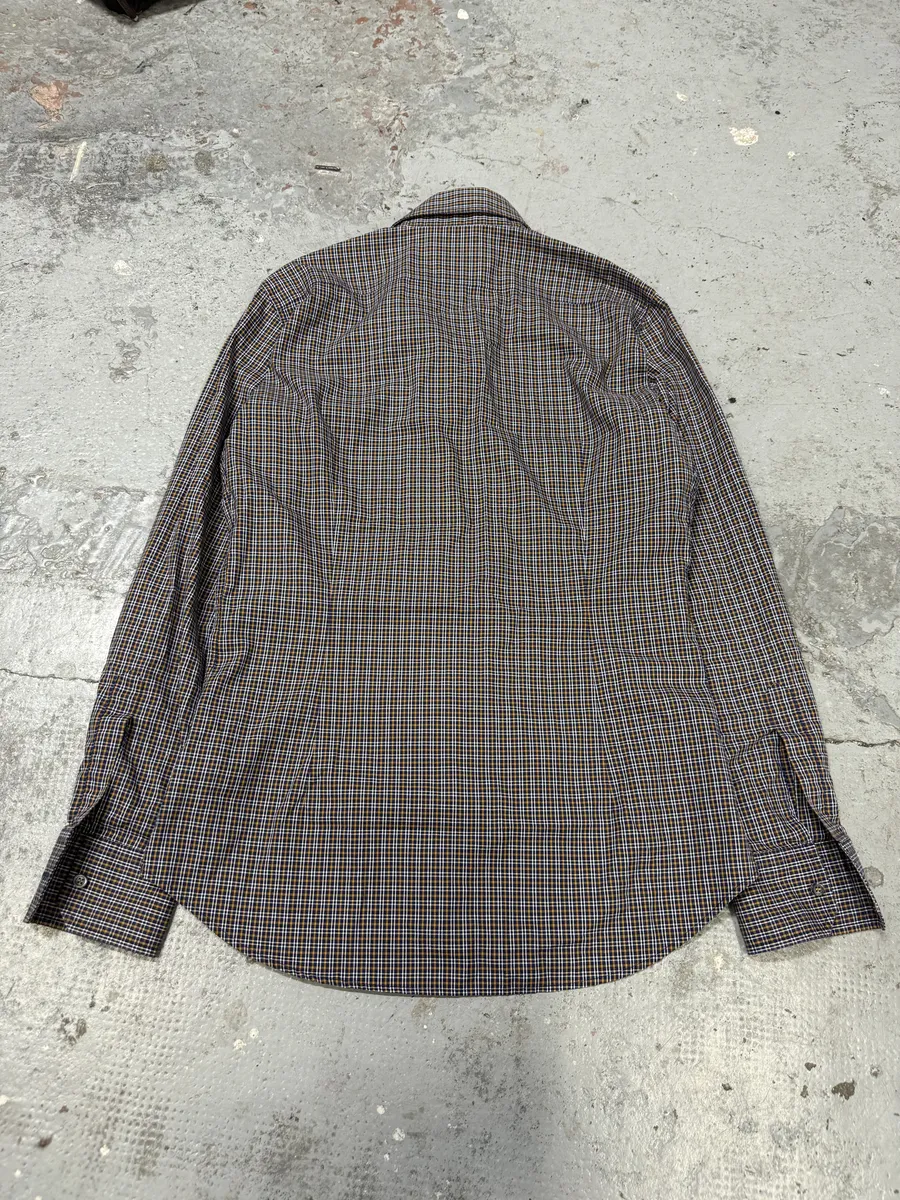 FW2012 Dsquared2 Checkered Blue & Yellow Minimalist Shirt - Image 4
