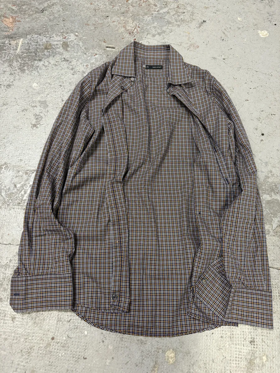FW2012 Dsquared2 Checkered Blue & Yellow Minimalist Shirt - Image 5