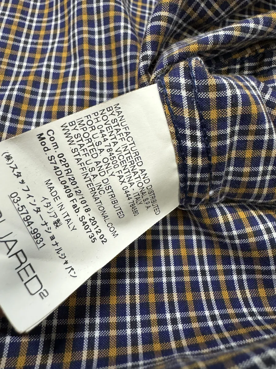 FW2012 Dsquared2 Checkered Blue & Yellow Minimalist Shirt - Image 8