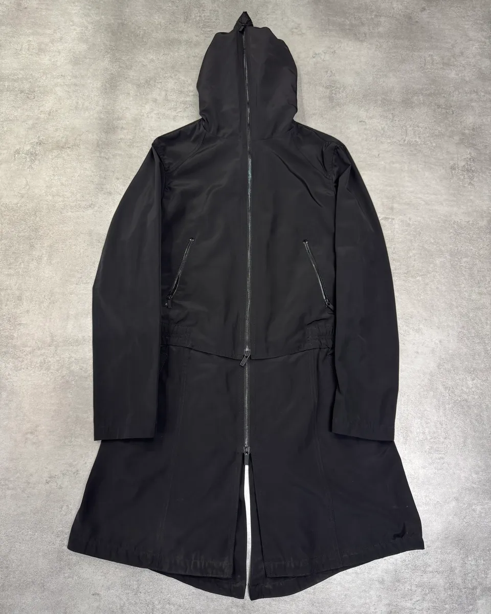 FW2012 Emporio Armani Full Zip Black Nylon Long Jacket