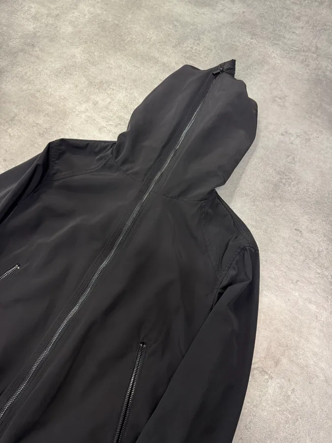 FW2012 Emporio Armani Full Zip Black Nylon Long Jacket - Image 2