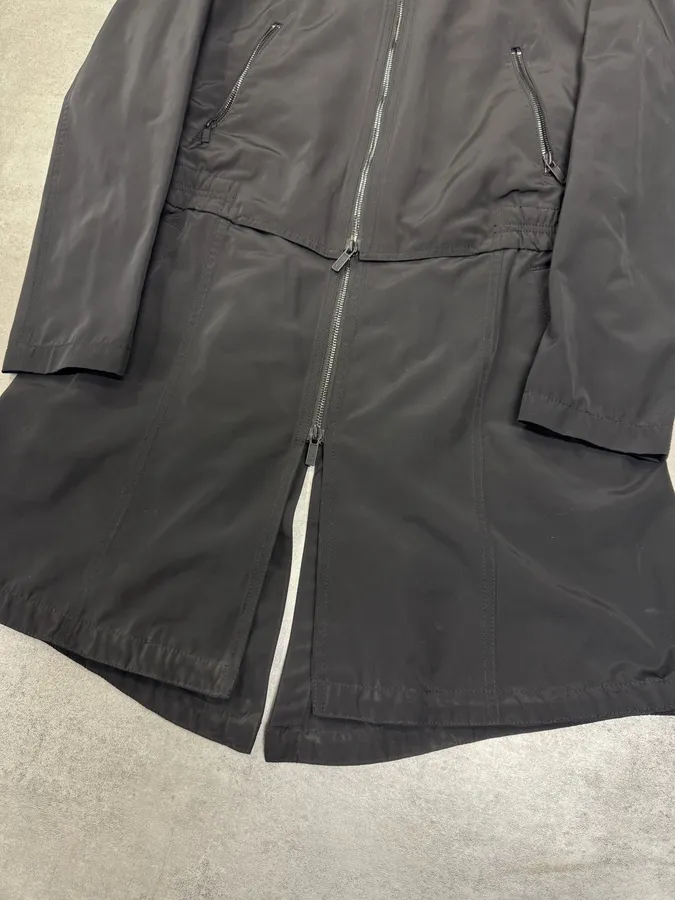 FW2012 Emporio Armani Full Zip Black Nylon Long Jacket - Image 4