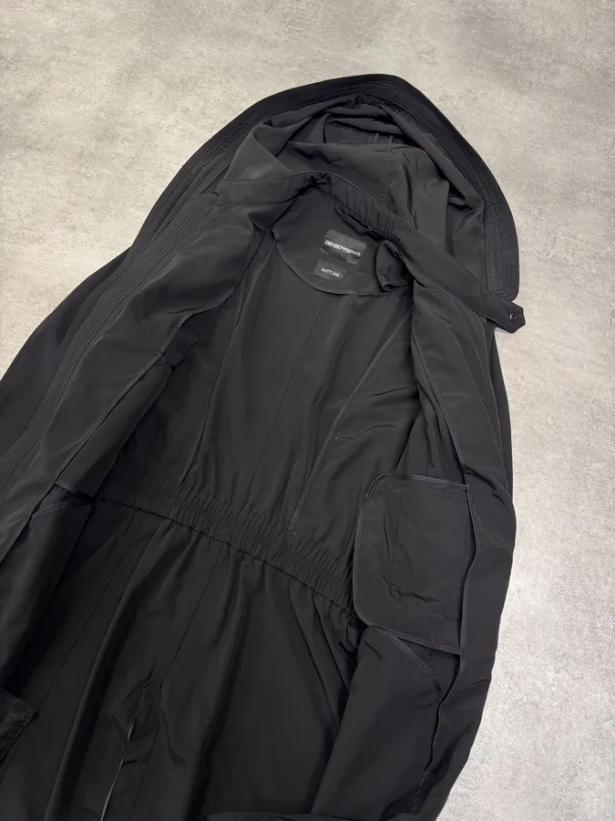 FW2012 Emporio Armani Full Zip Black Nylon Long Jacket - Image 5