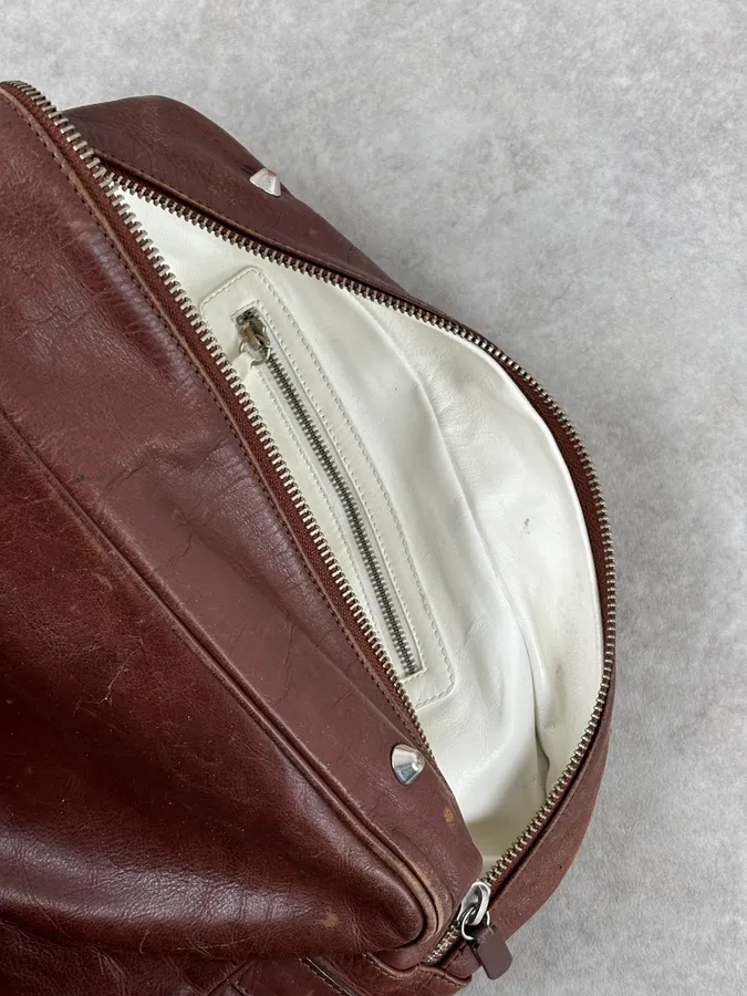 FW2012 Maison Margiela H&M Brown Leather Upside Down Messenger Bag - Image 10
