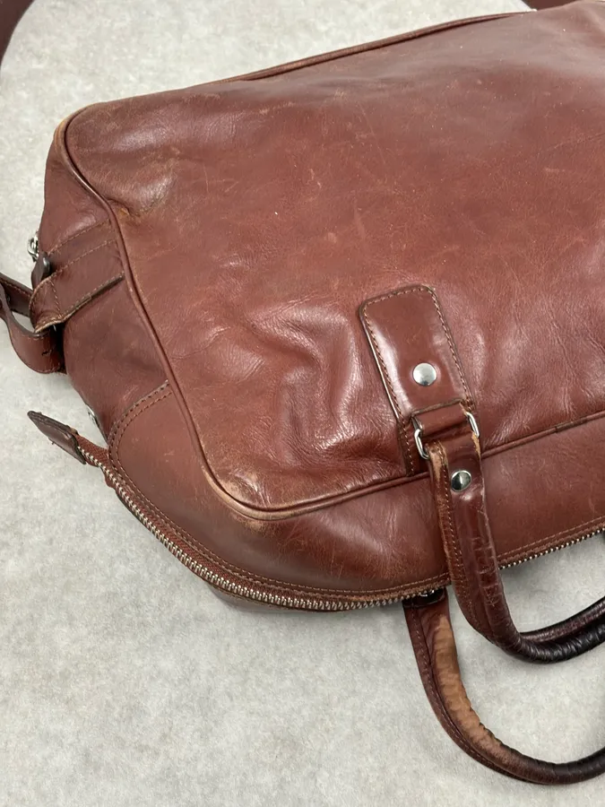 FW2012 Maison Margiela H&M Brown Leather Upside Down Messenger Bag - Image 5