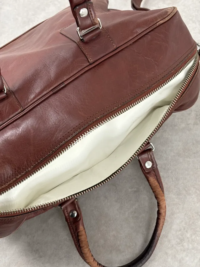FW2012 Maison Margiela H&M Brown Leather Upside Down Messenger Bag - Image 8
