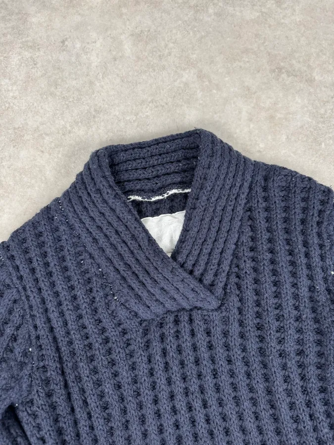 FW2012 Maison Margiela x H&M Wool Navy Cable Knit Sweater - Image 5