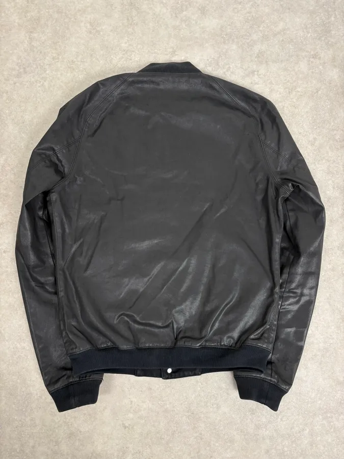 FW2012 Pierre Balmain Buttoned Waxed Black Bomber Jacket - Image 6