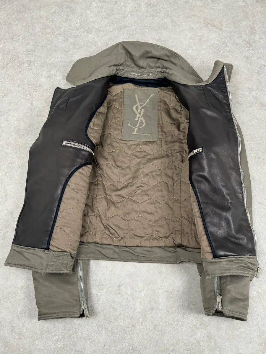 FW2012 Yves Saint Laurent Classy Olive Perfecto Jacket - Image 8