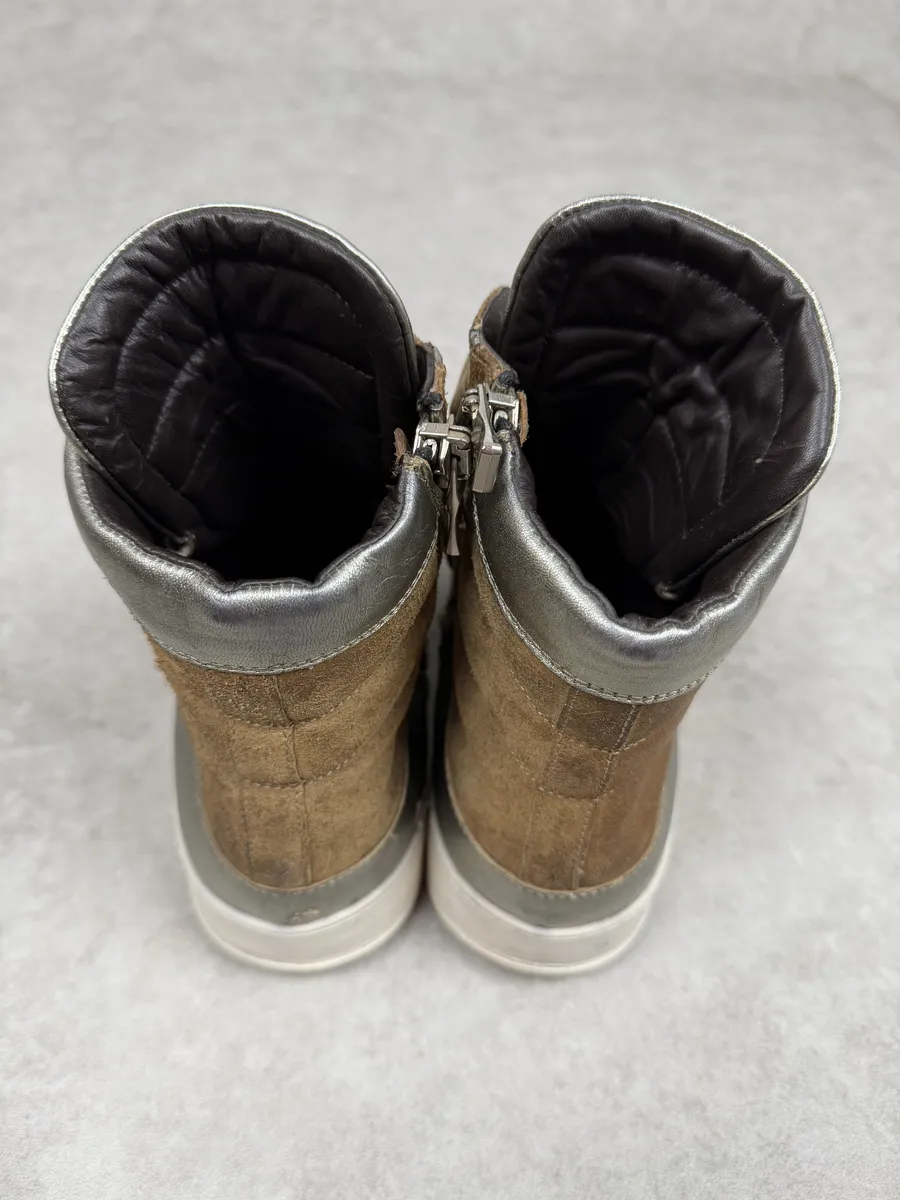 FW2013 Balmain Brown & Silver High Suede Leather Sneakers - Image 6