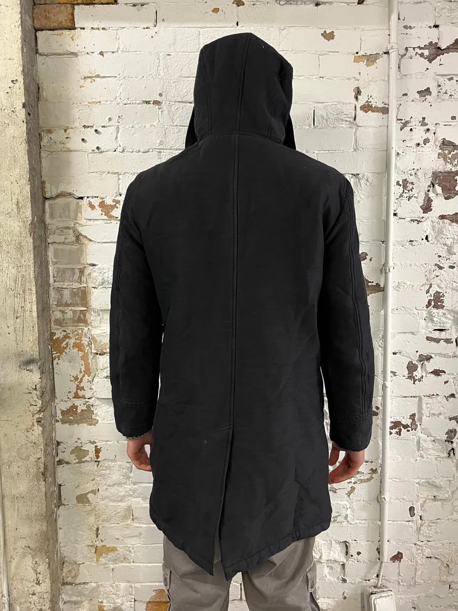 FW2013 Emporio Armani Black Faux Fur Hooded Long Jacket - Image 3