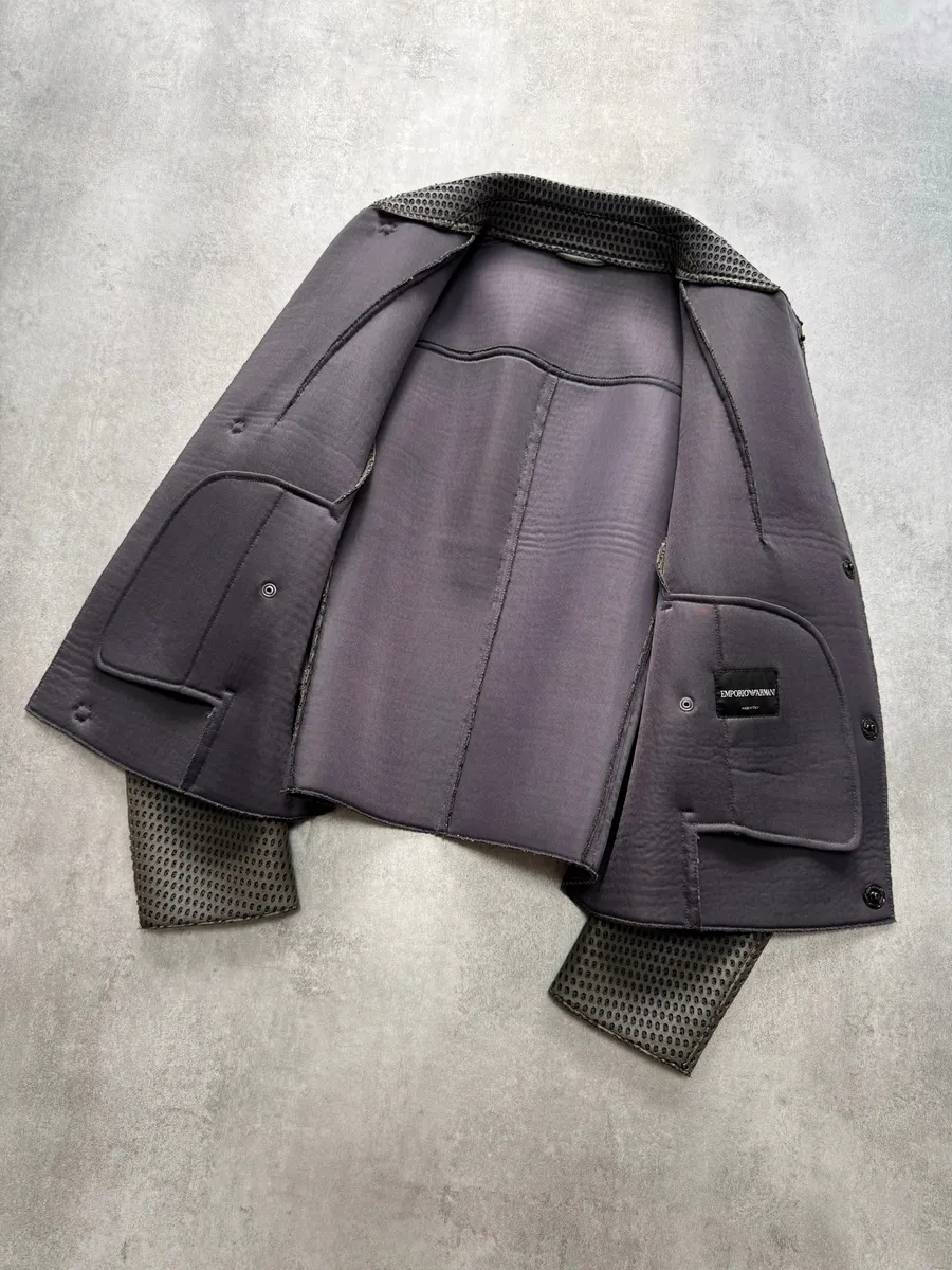 FW2013 Emporio Armani Holes Imperial Leather Jacket - Image 5