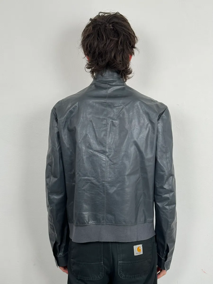 FW2013 Emporio Armani Pure Grey Leather Jacket - Image 3