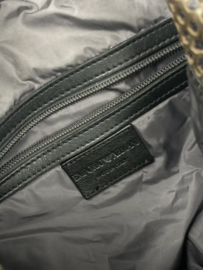 FW2013 Emporio Armani Taupe Grey Perfored Leather Multi-Pocket Backpack - Image 17