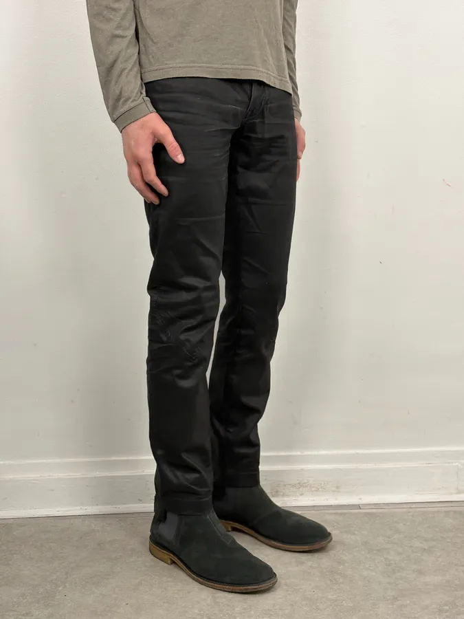 FW2013 Marithé + François Girbaud Black Waxed Denim Jeans - Image 3