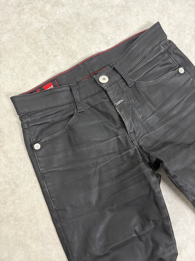 FW2013 Marithé + François Girbaud Black Waxed Denim Jeans - Image 6