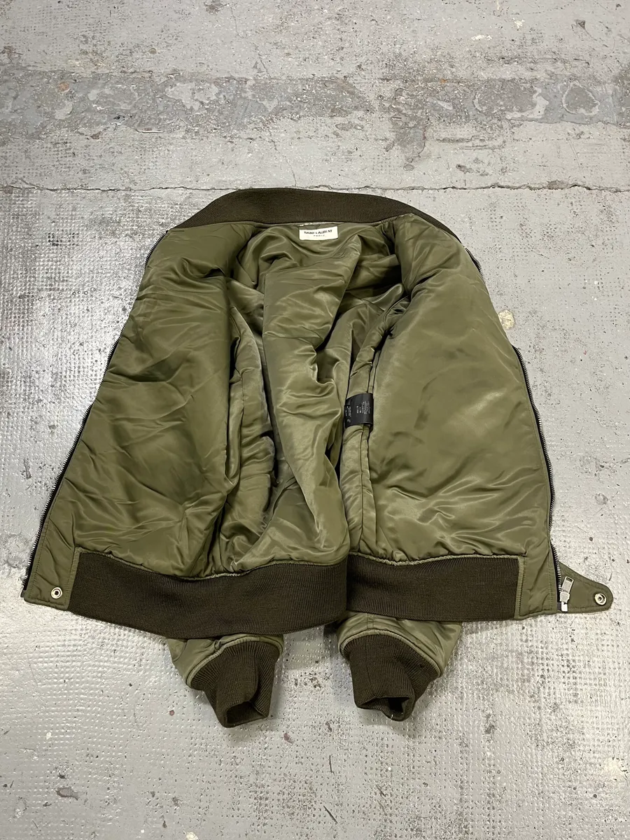 FW2013 Saint Laurent Khaki Nylon Cargo Bomber Jacket - Image 10