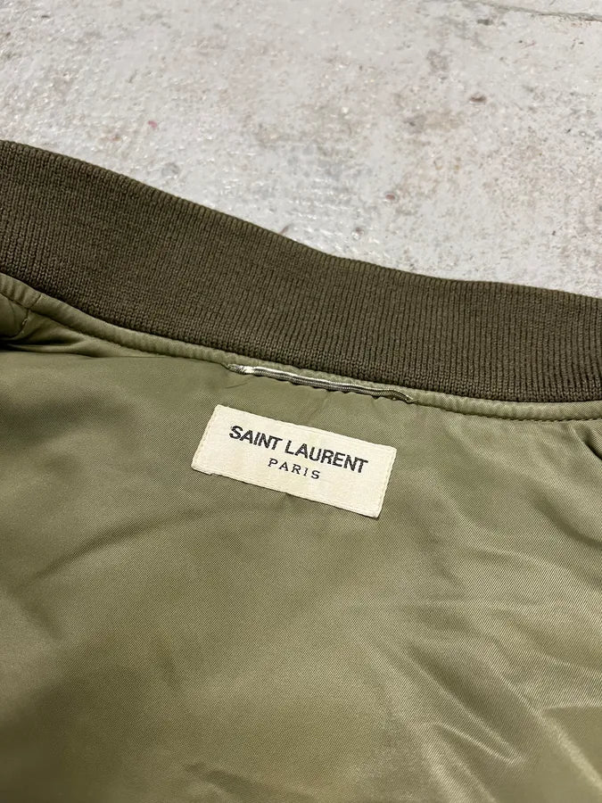 FW2013 Saint Laurent Khaki Nylon Cargo Bomber Jacket - Image 11