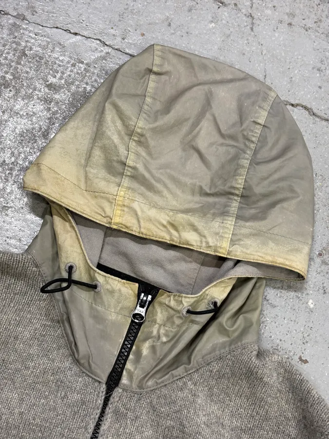 FW2013 Stone Island Grey Wool Compass Patch Zip-up Hoodie - Image 9