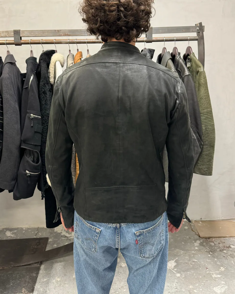 FW2014 Emporio Armani Archive Brut Minimalist Leather Jacket - Image 3