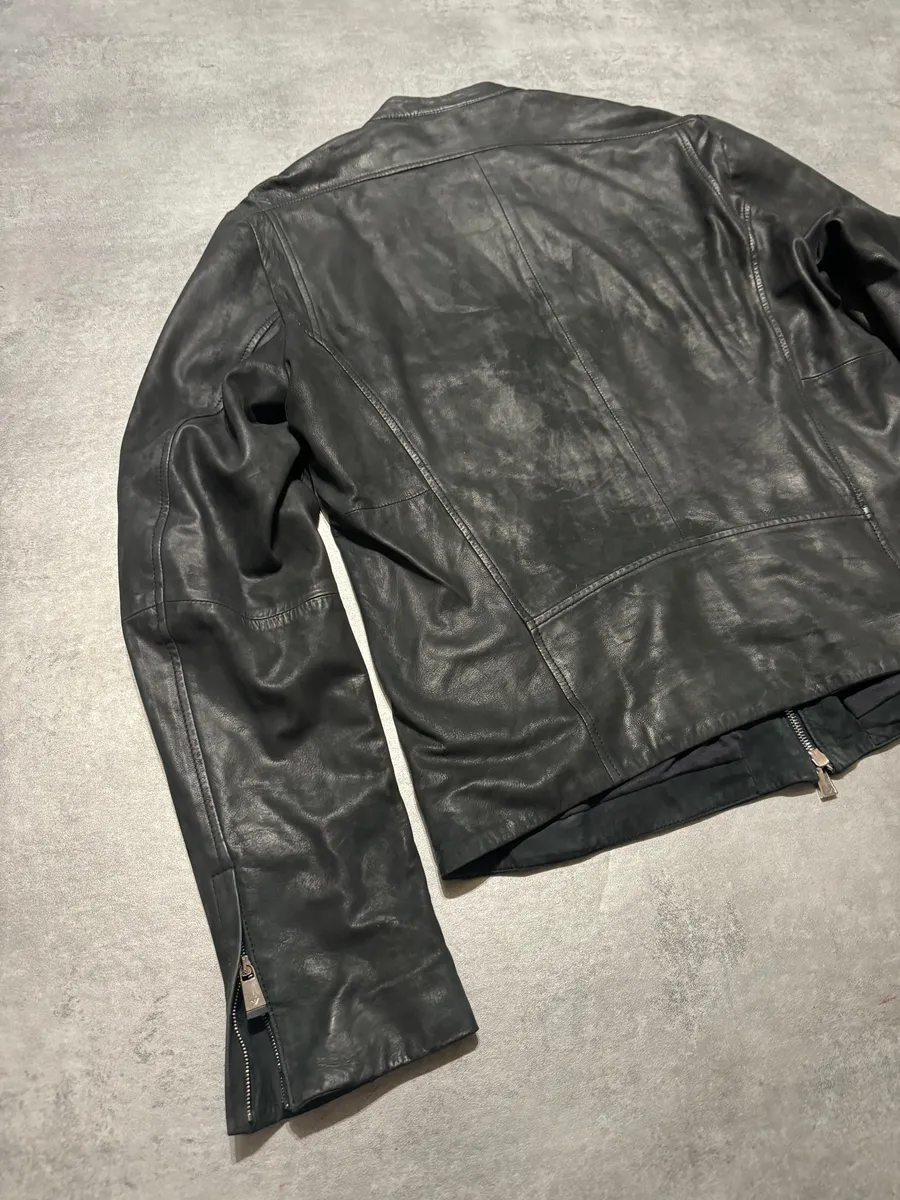 FW2014 Emporio Armani Archive Brut Minimalist Leather Jacket - Image 7