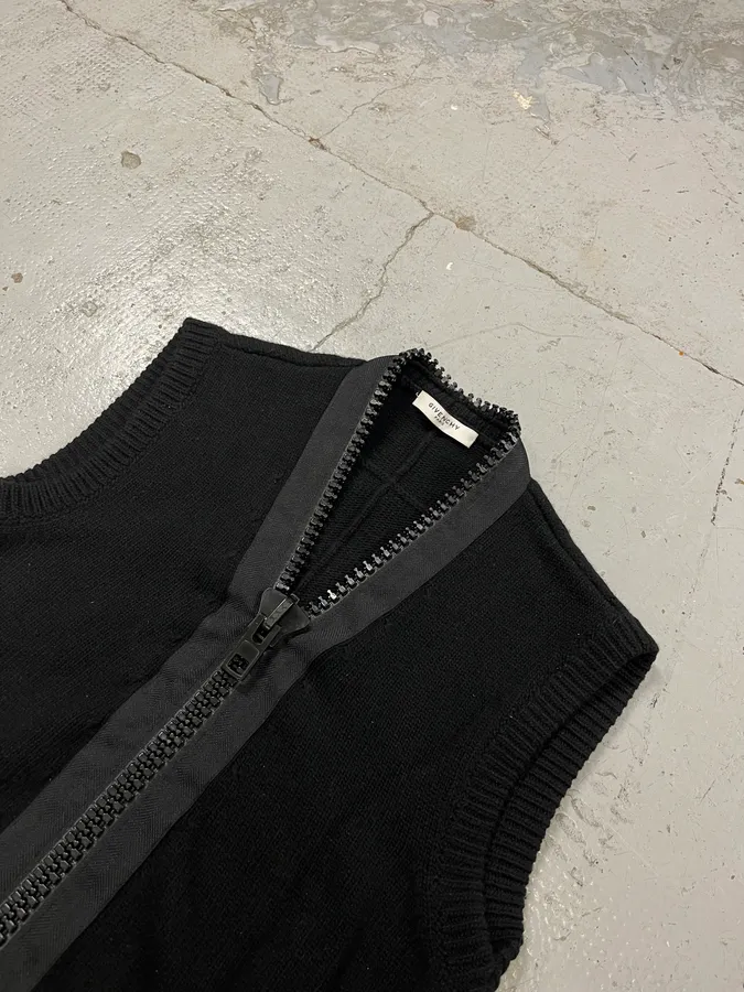 FW2014 Givenchy Oversized Zip Wool Black Tank Top - Image 4