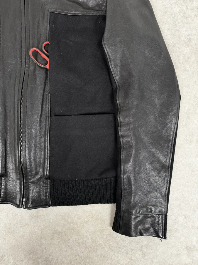 FW2014 Maison Margiela Black Contrast Panel Leather Jacket - Image 9