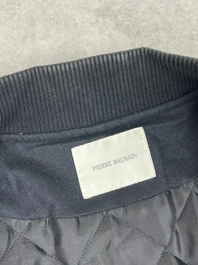 FW2014 Pierre Balmain Black Leather Studded Bomber Jacket - Image 12