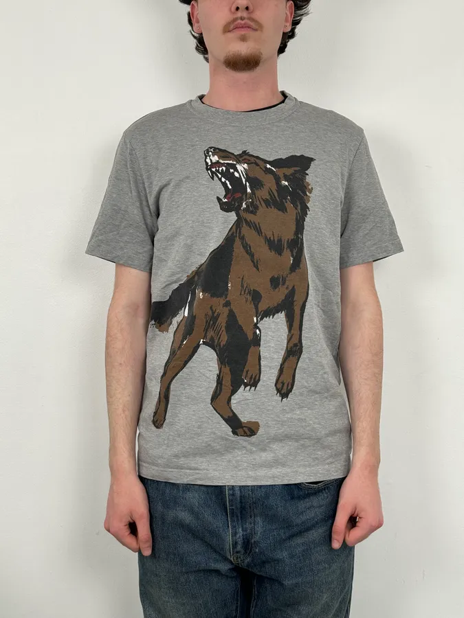 FW2015 Balenciaga Grey Cotton Wolf Graphic T-Shirt - Image 2