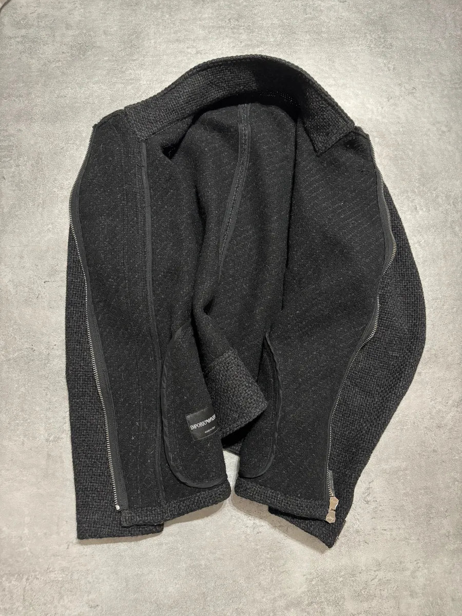 FW2015 Emporio Armani Grey Asymmetrical Wool Multi Zips Jacket - Image 5