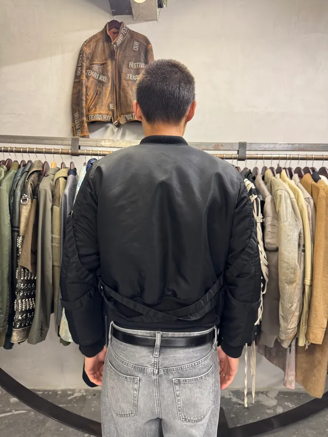 FW2015 Saint Laurent Multi-Zip Black Nylon Bomber Jacket - Image 3