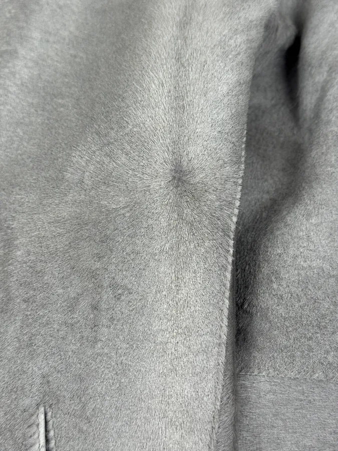 FW2016 Emporio Armani Grey Silver Pony Hair Hooded Leather Jacket - Image 8