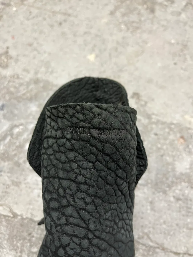 FW2016 Emporio Armani Olive Crocodile Effect Leather Boots - Image 13